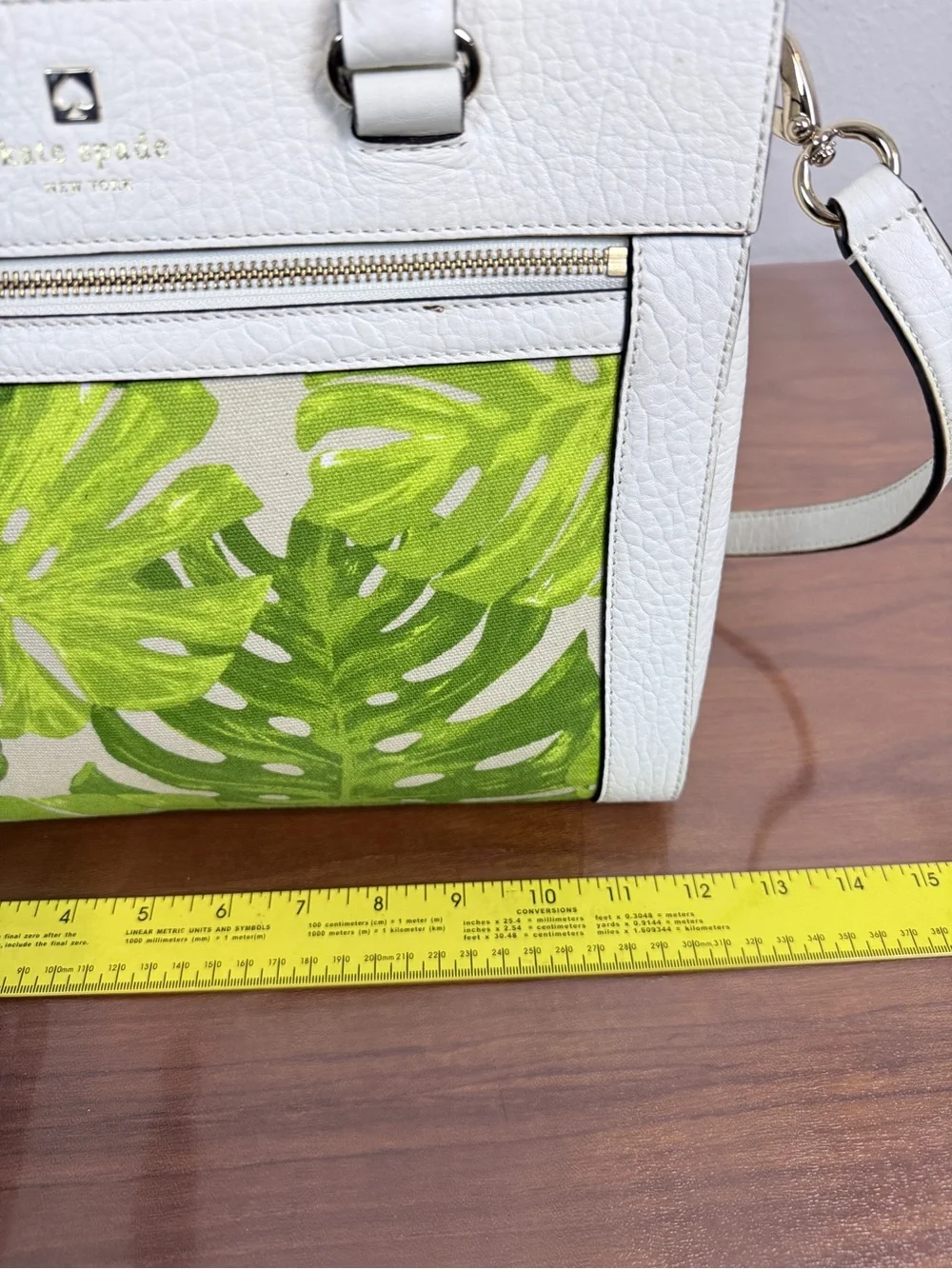kate spade Perri Lane Romy Leather Satchel Monstera Leaf